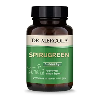 Image of Dr. Mercola SpiruGreen Superfood For Pets Helps Support The Immune System Cats, Dogs, Birds &amp; Fish Contains Spirulina And Astaxanthin 180 Tablets