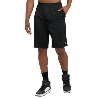 Image of Champion, Men&#039;s Mesh Gym, Lightweight Athletic Shorts (Reg. Or Big &amp; Tall), Black C Patch Logo, 4X Large