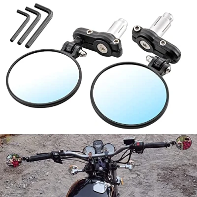 Image of KATUR Motorcycle Rear View Mirror Motorbike 7/8in 22mm Round Handle Bar End Circular Foldable Blindsight Side Convex For Harley Davidson Honda Indian Kawasaki Suzuki Triumph and Yamaha