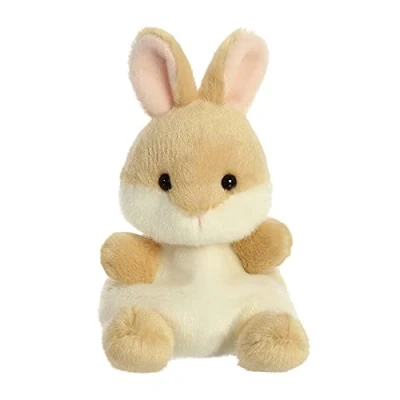 Image of Aurora Palm Pals, Ella the Bunny Soft Toy, 61243, 5 inches, Beige , Brown