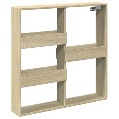Image of vidaXL Wall Cabinet 80 x 15 cm Wood Sonoma Oak Kitchen Cabinet, Hanging Floating Storage