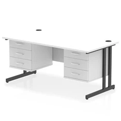 Image of Impulse 1600x800 Desk Cantilever Leg White/Black 2x3 Drawer Fixed Ped
