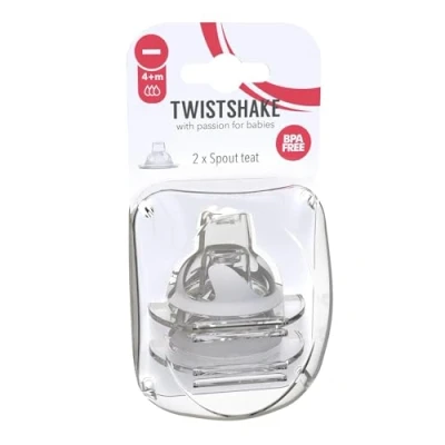 Image of Twistshake 2X Spout Baby Infant Teat, 4+ months, Transparent