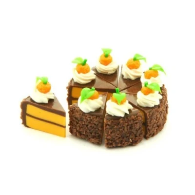 Image of MyTinyWorld Dolls House Miniature Whole Sliced Loose Chocolate Orange Cake