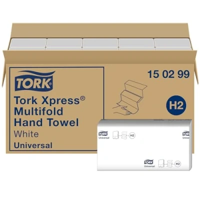 Image of Tork Xpress Multifold Paper Hand Towels 150299 H2 Universal Folded for Dispenser, Economic, 2 Ply, White 20 x 237 Sheets