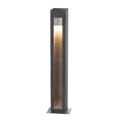 Image of Parkstone Outdoor Bollard Basalt Stone with Stainless Steel, 3000K, IP55