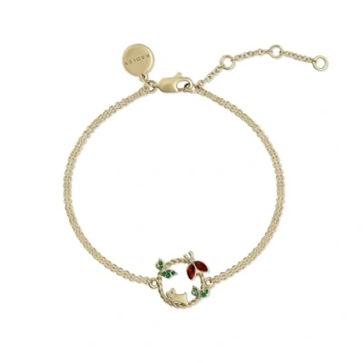 Image of RADLEY Womens 18ct Gold Plated Whimsical Ladybird Hoop Charm Chain Bracelet