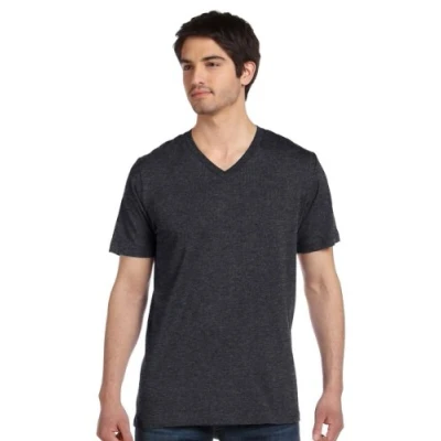 Image of Bella+Canvas Unisex Heather CVC Short Sleeve V Neck Tee Dark Grey M