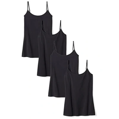 Image of Amazon Essentials Women&#039;s Slim Fit Camisole, Pack of 4, Black, XL