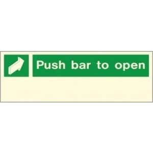 Image of 5 x Glow In The Dark Push Bar To Open Signs 300mm 100mm Self Adhesive