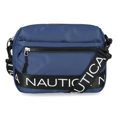 Image of nautica Nylon Bean Crossbody/Belt Bag with Adjustable Shoulder Strap, Indigo