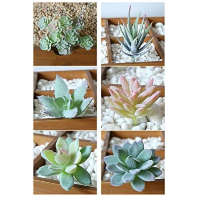 Image of BaiJ Artificial Succulent Plants,6 Pack Mini Faux Plant Green Unpotted Flower Echeveria Picks for Home Office and Outdoor Decoration Decor