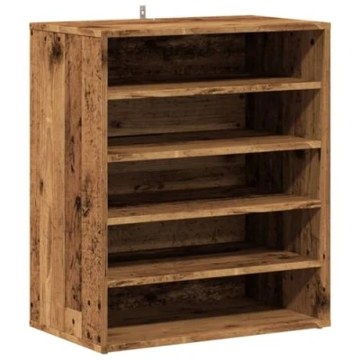 Image of vidaXL shoe cabinet durable engineered wood brown 5 shelf rack for entryway/bedroom storage 60x35x70cm