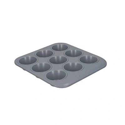 Image of MasterClass Smart Ceramic Muffin Tray with Robust Non Stick Coating, Carbon Steel, 24 x 22cm Stackable 9 Hole Cupcake Tin
