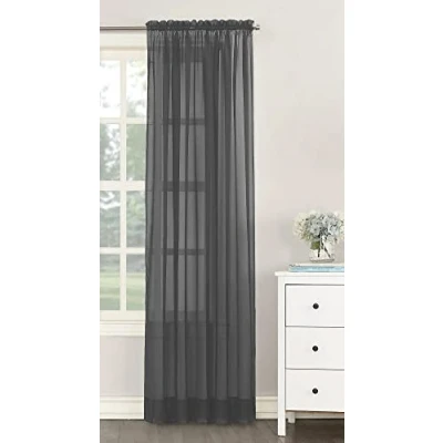 Image of NetCurtainsUK Single Plain Voile Net Curtain Sheer Panels Slot Top Heading (Grey, 140cm (55&#039;&#039;) Wide x 229cm (90&#039;&#039;) Drop) (HMPVP01)