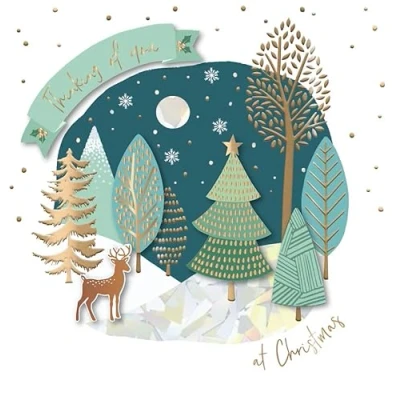 Image of Thinking Of You Embellished Christmas Greeting Card Special Xmas Cards EGXR0019/32