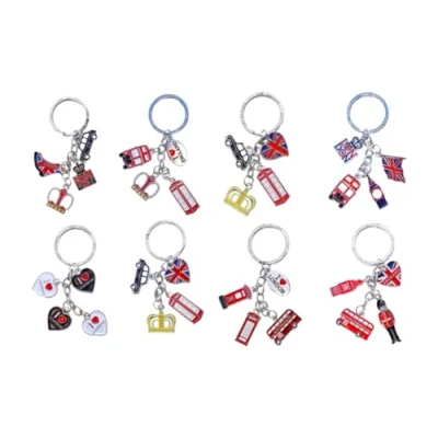 Image of Famous London Icons Mix UK Souvenir Set of 7 Metal Key Rings