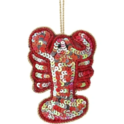 Image of Carousel Home Lobster Christmas Tree Beaded Animal Bauble Fabric Hanging Ornament Decoration For 10cm