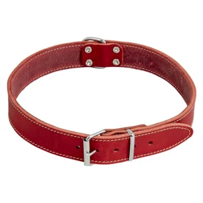 Image of JACK AND VANILLA, Dog Collar, Fat Leather, Red, Size 20 mm x 50 cm