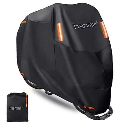 Image of Motorcycle Cover,Motorbike Cover All Season Universal Weather Waterproof Outdoor UV Protection with 4 Reflective Strips &amp; Storage Bag,4XL Motorcycles Vehicle