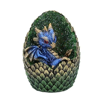 Image of Nemesis Now U5000R0 Blue Geode Home Glittering Hatchling and Egg Figurine, Polyresin, One Size