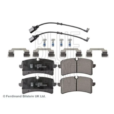Image of 4H6698451, 4H6698451A Brake pad set BLUE PRINT ADV184296 Rear Axle incl. wear warning contact with fastening material attachment