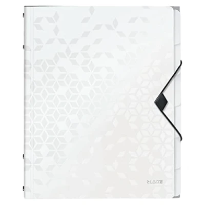 Image of Leitz A4 Expanding File with 6 Compartments, Elastic Band Fastener, White, WOW Range, 45890001