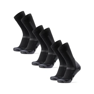 Image of DANISH ENDURANCE Outdoor Walking Thermal Socks, Merino Wool, Premium Comfort Hiking Socks for Men &amp; Women Unisex 3 Pack, Black, 5