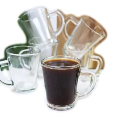 Image of Darthome Glass Flared Espresso Cups Set of 6 70ml Round Clear Hot Drink Coffee Shot Mugs