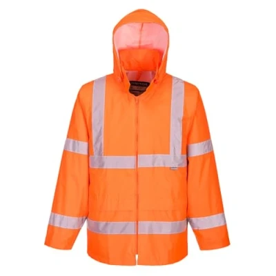 Image of Portwest H440 Men&#039;s Lightweight Waterproof Hi Vis Rain Jacket Orange, Large