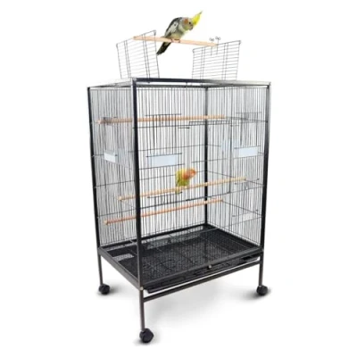 Image of Mobiclinic® Pets, Bird Cage, NINFA, Transport Wheels, Brakes, Top Opening, Removable Tray, 8 Doors, Large Size, 95 x 43 61.5 cm, Feeders, Drinks, Rest Hangers