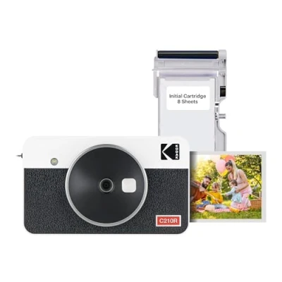 Image of Kodak Mini Shot 2 Retro Portable Wireless Instant Camera &amp; Photo Printer, Compatible with iOS Android and Bluetooth Devices, Real (2.1x3.4) 4Pass Technology White