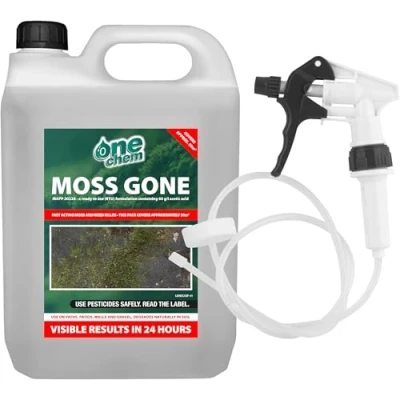 Image of One Chem Moss Gone killer 5 Litre with long hose trigger, Suitable on Paths, patios and hard surfaces