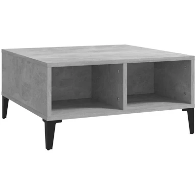 Image of vidaXL Concrete Grey Coffee Table Square, Industrial Styled Centerpiece with Built in Compartments Engineered Wood &amp; Metal for Living Room and Office