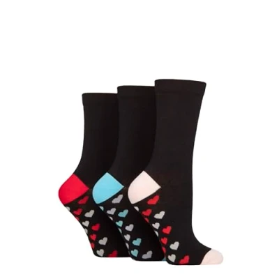 Image of Women&#039;s 3 Pair SOCKSHOP Wildfeet Patterned Bamboo Socks Sole Hearts 4 8