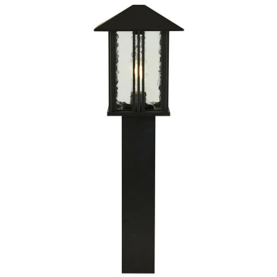 Image of 1 Light Outdoor Post (740mm Height) Black With Water Glass