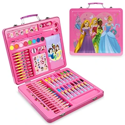 Image of Disney Princess Art Set, Arts and Crafts for Kids 60 Pieces Colouring Sets Girls Creative Drawing Painting Children Supplies