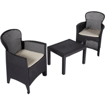 Image of Maury’s Akita 3 Piece Garden Lounge Set with Cushions (Anthracite)