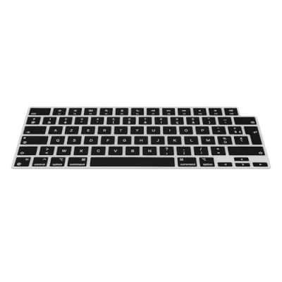 Image of kwmobile Keyboard Cover Compatible with Apple Macbook Air 13.6 M3 2024 A3113 AZERTY (France, Belgium) Layout Silicone Skin Black