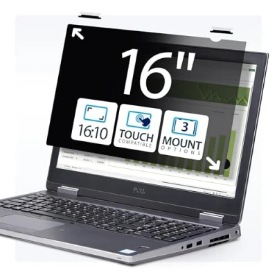 Image of StarTech.com 16 inch 16:10 Touch Privacy Screen, Laptop Security Shield, Anti Glare Blue Light Filter, Flip Up