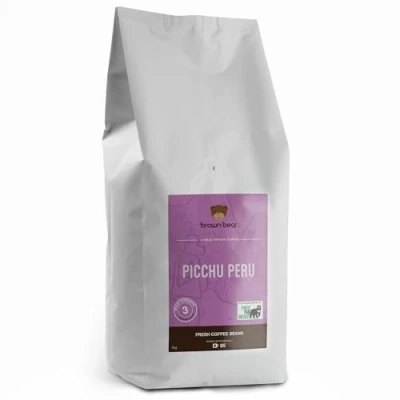 Image of Picchu Peru Peruvian Medium Roast Coffee Beans 1kg For All Machines Strength 3 Brown Bear Donation to Free The Bears 100% Arabica