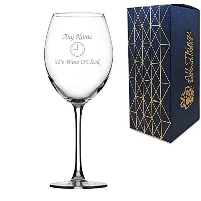 Image of Personalised Engraved Novelty 19oz Enoteca Wine Glass, Name its Oclock