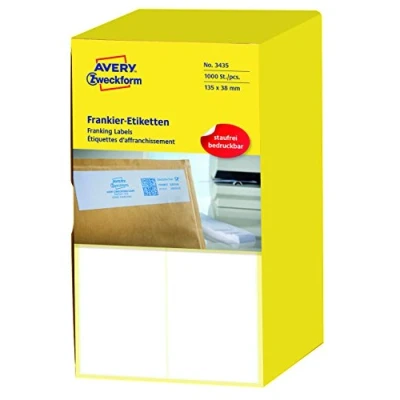 Image of Avery Zweckform 3435 Franking Labels 135 x 38 mm 1 Pack of 1.000 White
