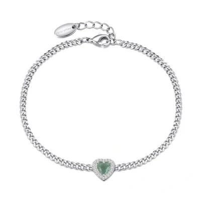 Image of Philip Jones Green Aventurine Heart Gemstone Bracelet Created with Zircondia® Crystals