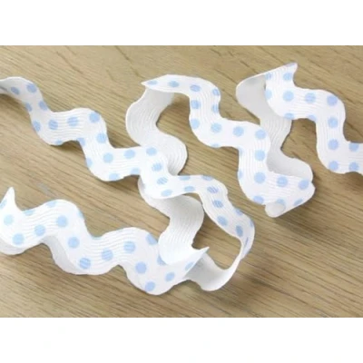 Image of 28mm Jumbo Spotty Polka Dot Patterned RIC Rac Braid Trimming White &amp; Blue per metre