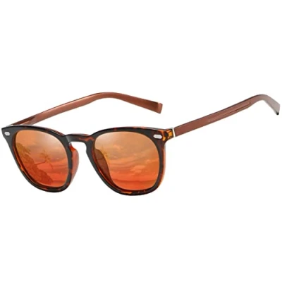 Image of Tolumo Retro Polarized Sunglasses Men Women Al Mg Metal Leg TR90 Ultra Light Frame UV400 For Driving Golf Fishing T581 Brown