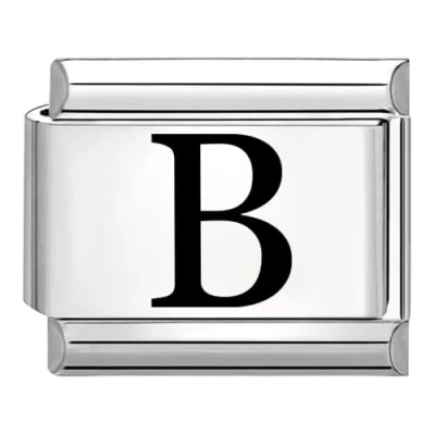 Image of Quiges 9mm Italian Style Charm Link Module Stainless Steel Laser Alphabet Letter B for Bracelets