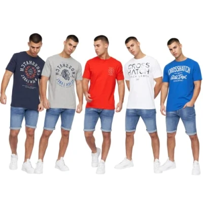 Image of Crosshatch 5Pack Mens Premium Printed Half Sleeve Crew Neck T Shirt(S,JENTHORP/ASSTD)