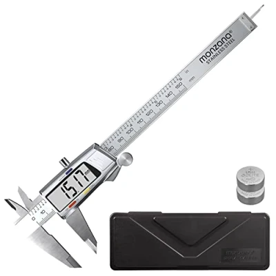Image of Monzana Digital Caliper Stainless Steel with LCD Display Industrial Workshop Precise Measuring Tool Gauge Storage Box Included 150 mm / 6&#039; 2x Batteries, Silver