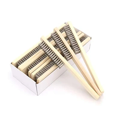 Image of Wire Scratch Brushes,Stainless Steel Brush Set with Wood Handle,Industrial Bristle for Cleaning Paint Rust and Dirt,6 Row(12 Piece)